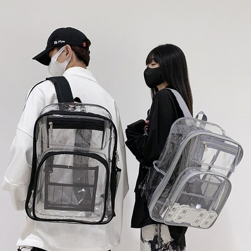 Trendy Clear Rucksack School Book Bag Large Capacity Travel Laptop Backpack