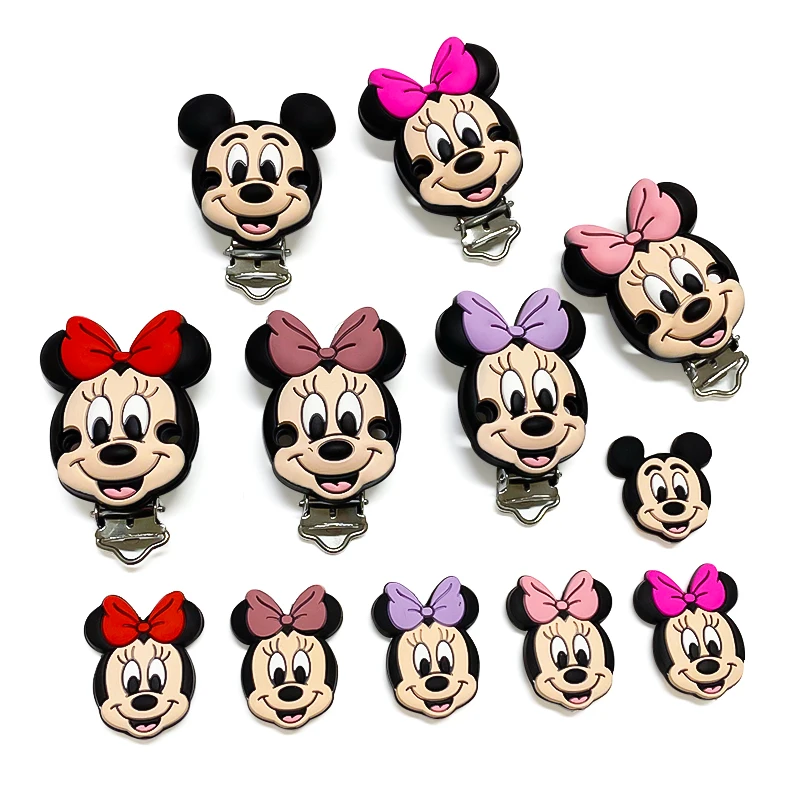 Silicone Mickey Minnie Beads Teether DIY Nipple Chain Jewelry Accessories 3/10pcs teething beads baby silicone accessories
