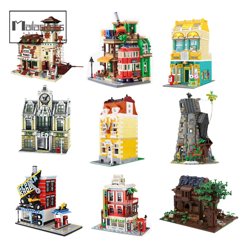 

Mailackers City Street View House Shopping BBQ Tree House Architecture Building Blocks Kids Toys For Boys Girls City Bricks