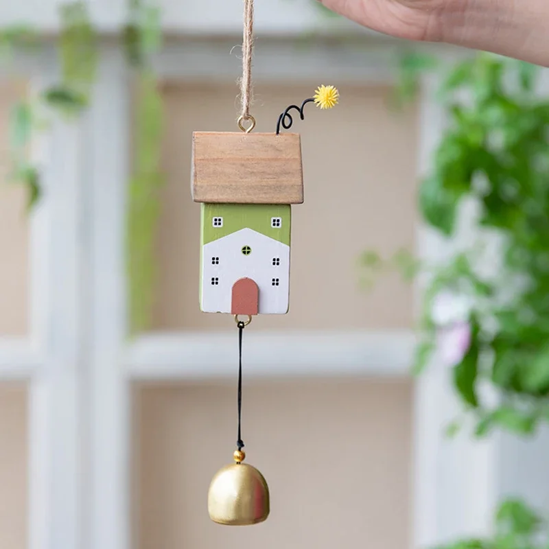 

Скандинавская деревянная дверная ручка, подвесной колокольчик ручной работы, украшение для детской комнаты, сада, дома, офиса, детской комнаты