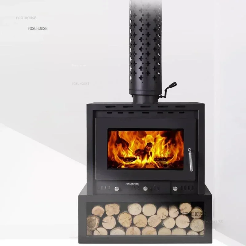 Minimalist Modern Fireplace with Chimney Real Fire Wood Stove Household Heating Stove Rural Indoor Villa Fireplace Decoration X