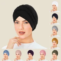 Indian Hat Braids Turban Women Muslim Inner Hijab Hats Chemo Cap Forehead Cross Headscarf Beanies Bonnet Islam Turbante Mujer