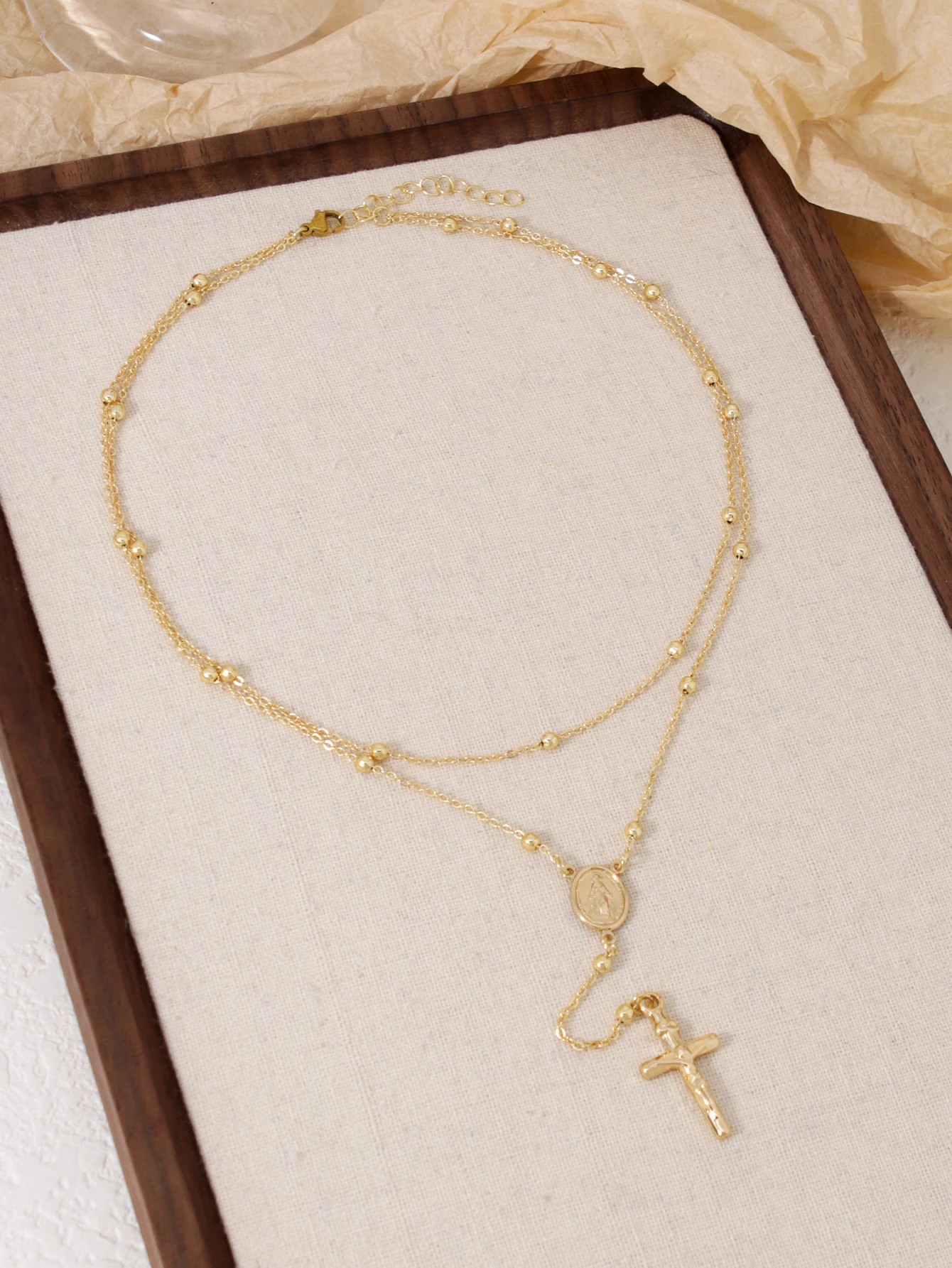 Saint Jewelry, Layered Choker Necklace, Boho Double Layer Chain
