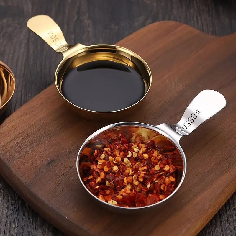 304 Stainless Steel Sauce Plate 2pcs Hangable Chopsticks Dipping Dish Seasoning Plate Barbecue Tableware