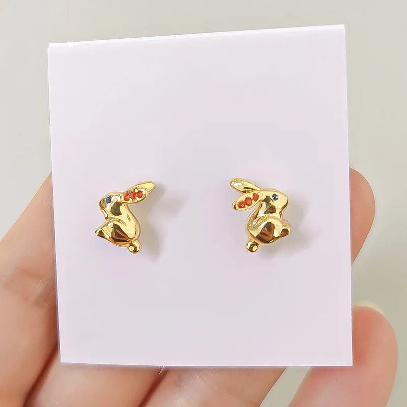 

Женские серьги «лопатка» в виде кролика, золотые серьги в деловом стиле, 1:1