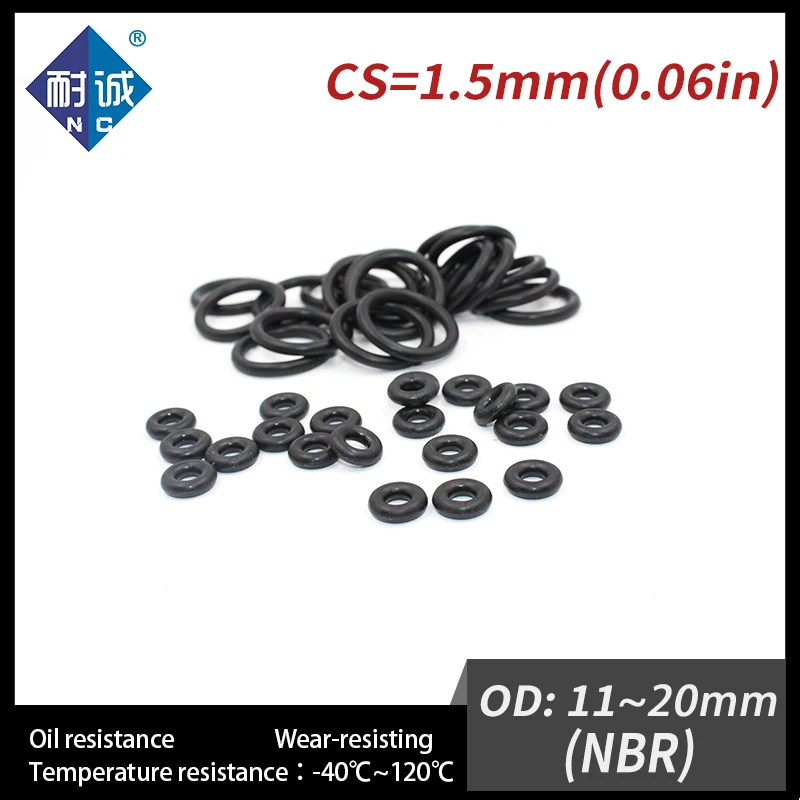 

50PCS/lot Rubber Ring NBR Sealing O-Rings CS1.5mm OD11/11.5/12/12.5/13/13.5/14/14.5/15/16/17/18/19/20mm O Ring Seal Gasket Ring