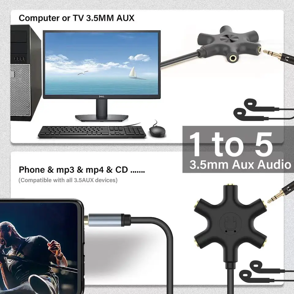 E-stim 2,5 mm-aansluiting naar 3,5 mm-stekkeradapter