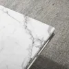 Modern Marble Coffee Table,Rectangular White and Silver with U-Shape Stainless Steel Base with Silver Mirrored Finish LivingRoom 4