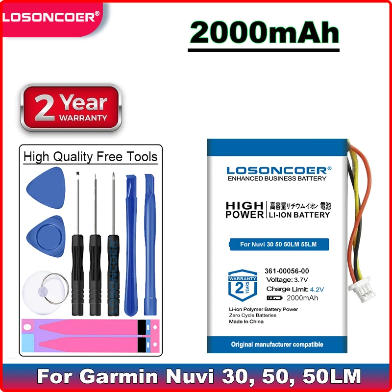 New Arrivals 2000mah 3610005600 Battery For Garmin Nuvi 30, 50, 50lm