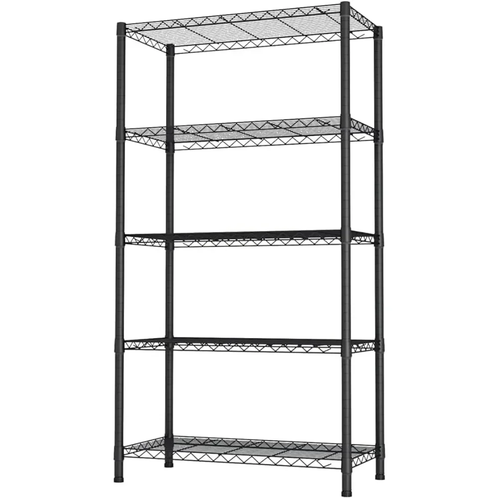 

Heavy Duty Storage Shelving Unit (350 Lbs Per Shelf) 5-Shelf Adjustable Organizer Black (36" W X 14" D X 72" H) Freight Free