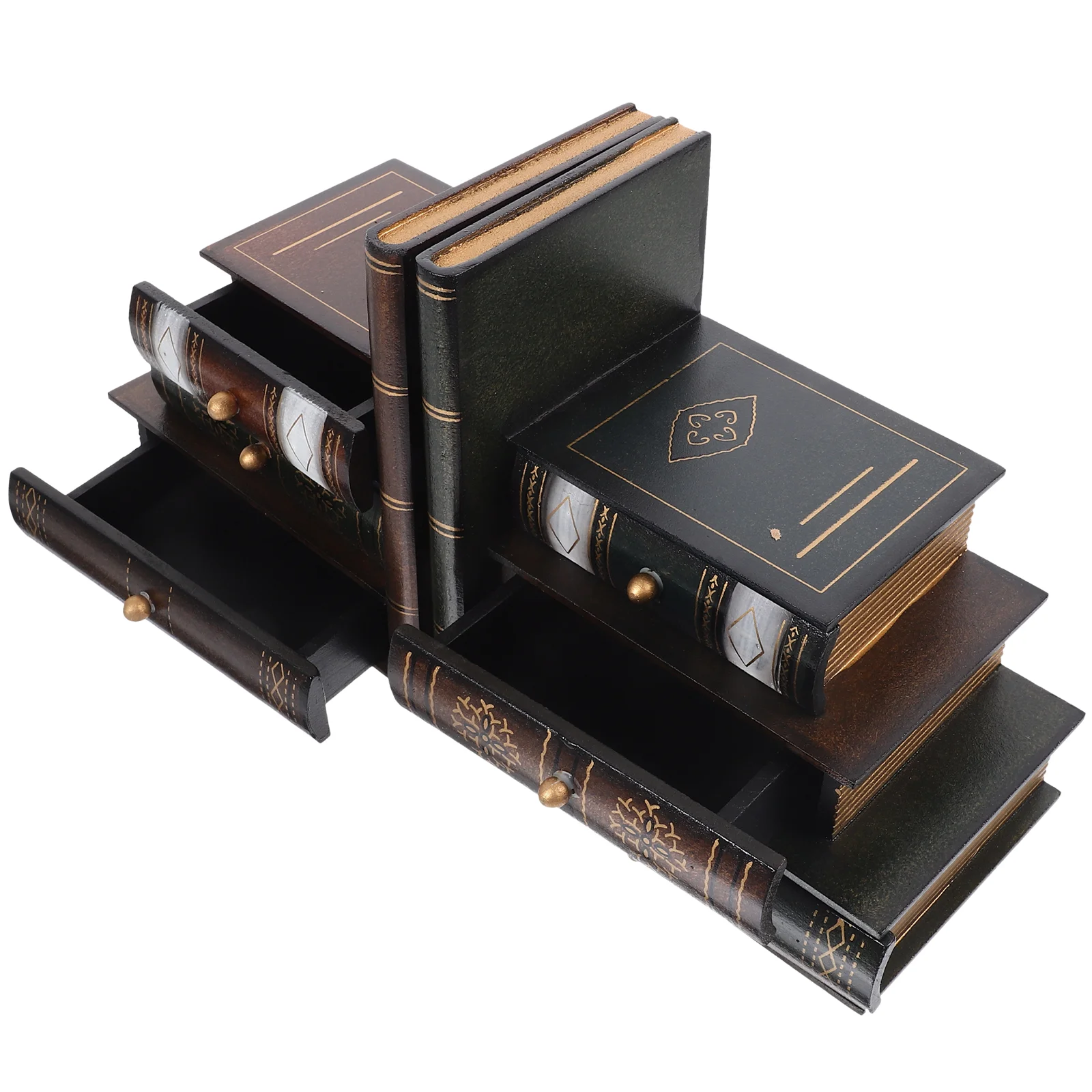 

Book End Storage Box Bookend Shape Container Wood Storage Box for Shelves Book Storage