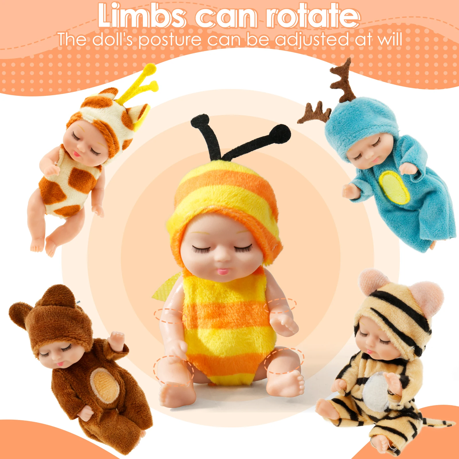 6Pcs Mini Baby Dolls, 4 Inch Christmas Baby Dolls, Tiny Reborn Dolls Lifelike Realistic Doll Holiday Birthday Gifts