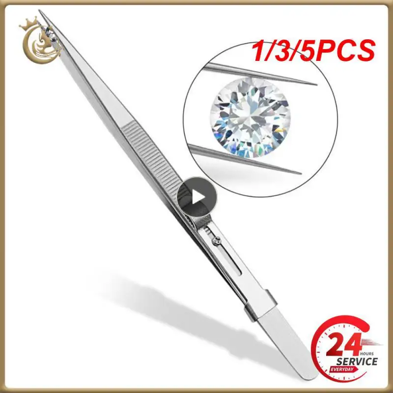 

1/3/5PCS Stainless Steel Tweezers Adjustable Slide lock Antistatic Tweezers Jewelry Making Tool For Electronic Component Repair