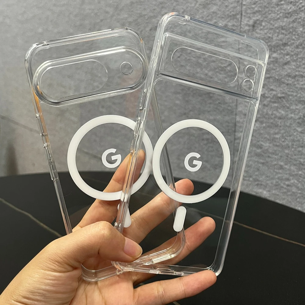 Clear Magnetic Case with Magsafe Wireless Charging - Shockproof Transparent Acrylic Cover