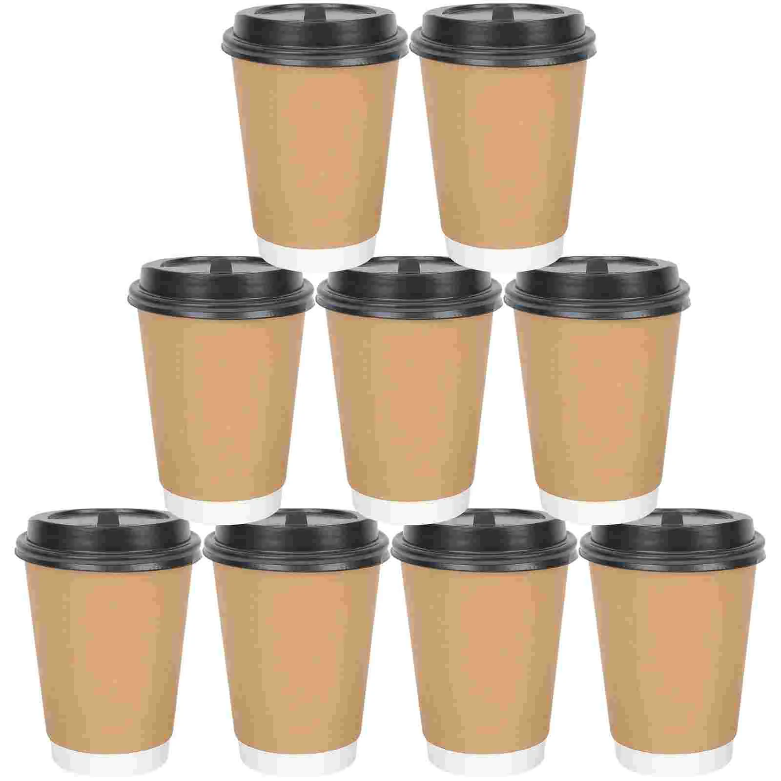 

100 Pcs Convenient Beverage Cups Party Milk Paper Coffee Small Shaker Bottle 8oz with Lids Juice Packing Practical Drinking