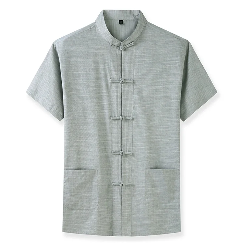 Plus Size 7XL 8XL 9XL 10XL 12XL Men's Short Sleeve Shirt Chinese Style Tang Suit Loose Casual Traditional Kung Fu Uniform Male 2