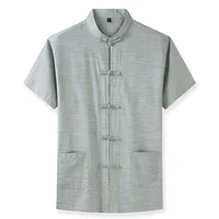 Plus Size 7XL 8XL 9XL 10XL 12XL Men's Short Sleeve Shirt Chinese Style Tang Suit Loose Casual Traditional Kung Fu Uniform Male 2