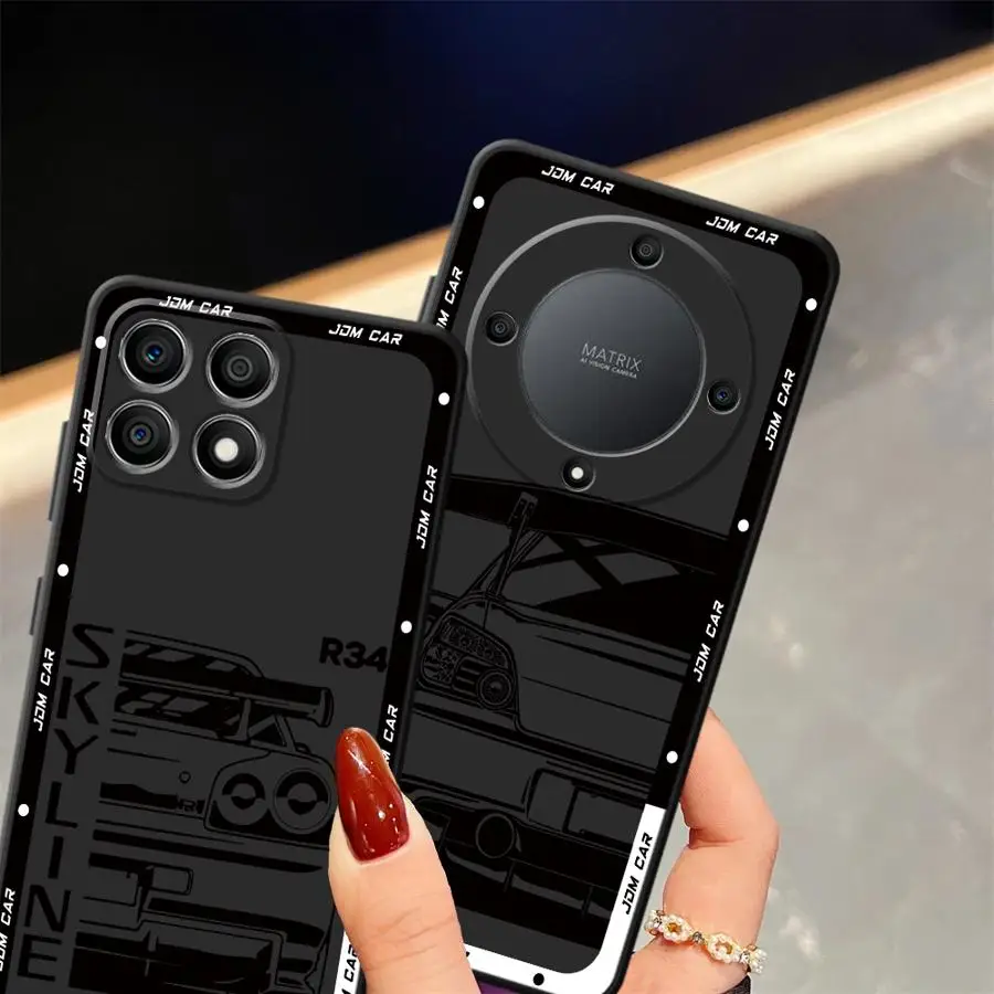Japanese JDM Drift Car Black Soft Phone Cover Case