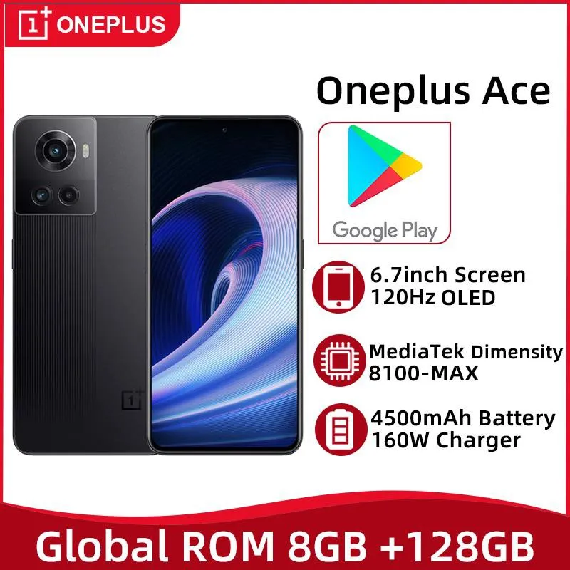 

Global ROM OnePlus Ace 5G MTK Dimensity 8100 MAX Octa Core 6.7'' 120Hz OLED Screen 50MP Camera 4500mAh Battery 160W Charger
