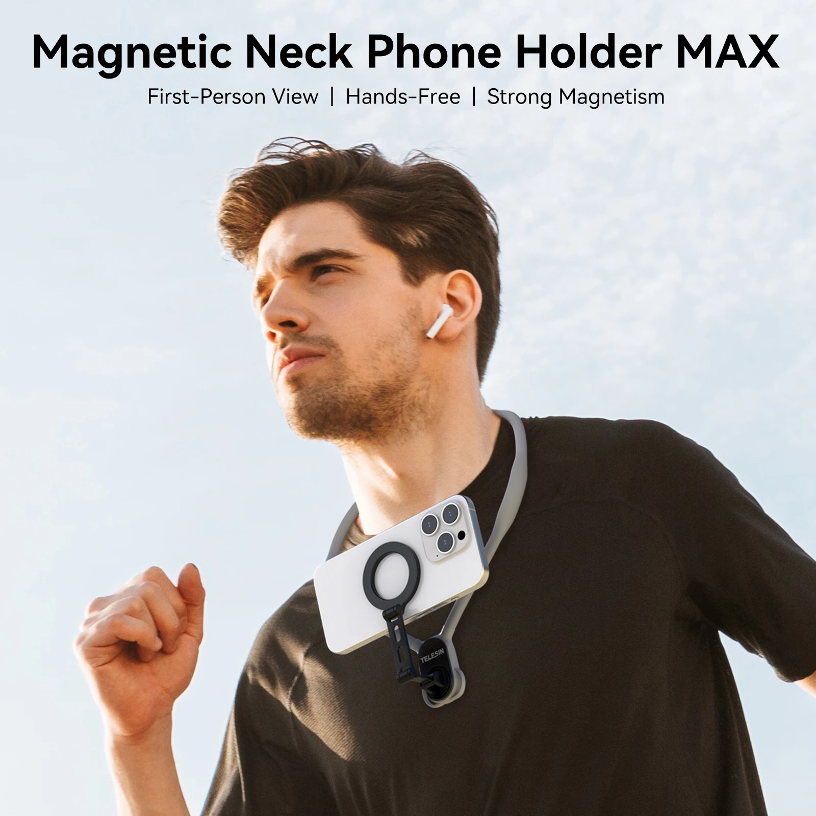 TELESIN Max Magnetic Neck Mount Silicone Quick Release Hold for Iphone 15 14 13 12 11 10 HUAWEI XIAOMI SAMSUNG Phone Accessories