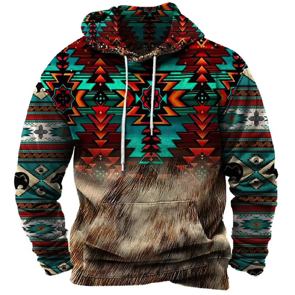 

New Men's Winter Hoodie Vintage Panel Art 3D Printed Fashion Hoodie Unisex Harajuku Street Leisure Sports Hoodie Pullover