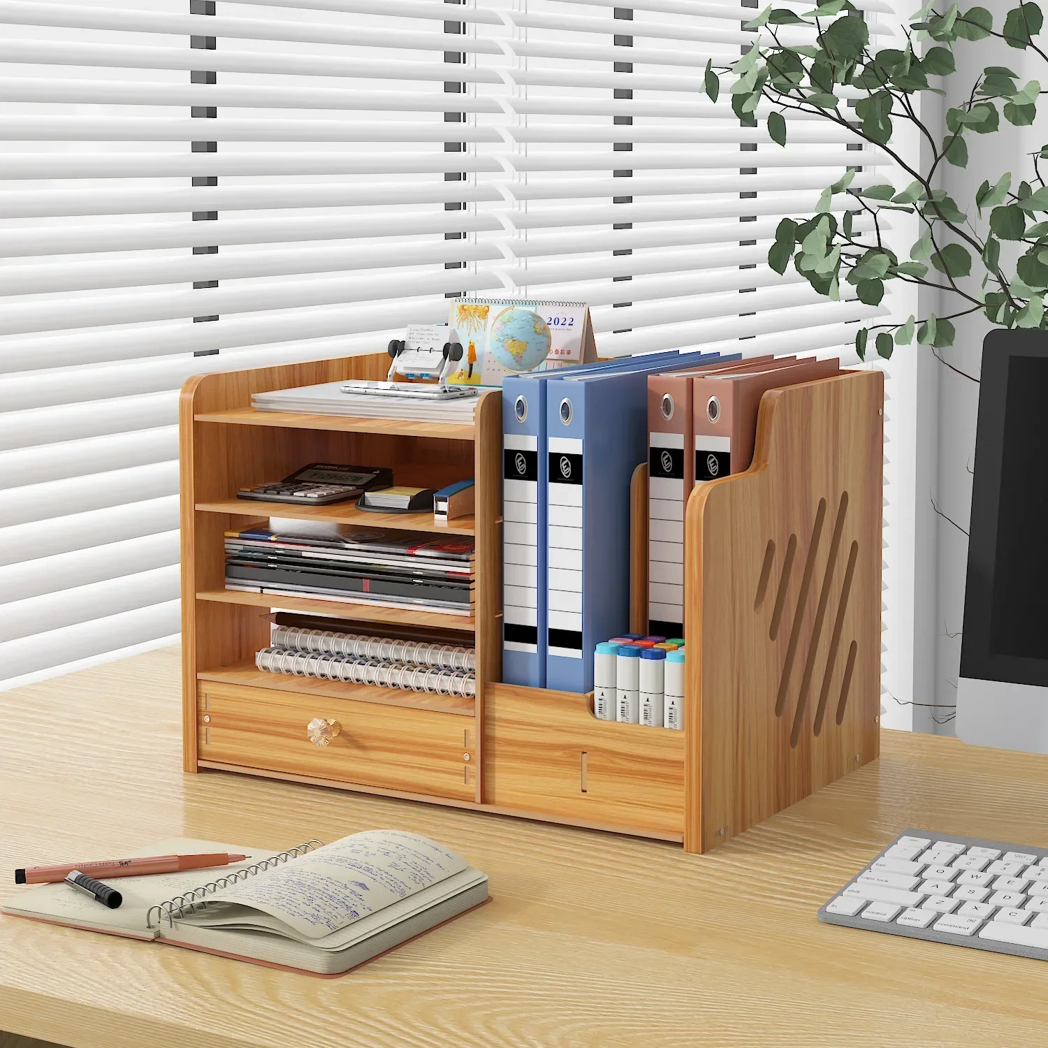 Office Multi-layer Desktop Storage Box with Lock Household Workstation File Drawer Storage Rack Desk and Miscellaneous Artifact