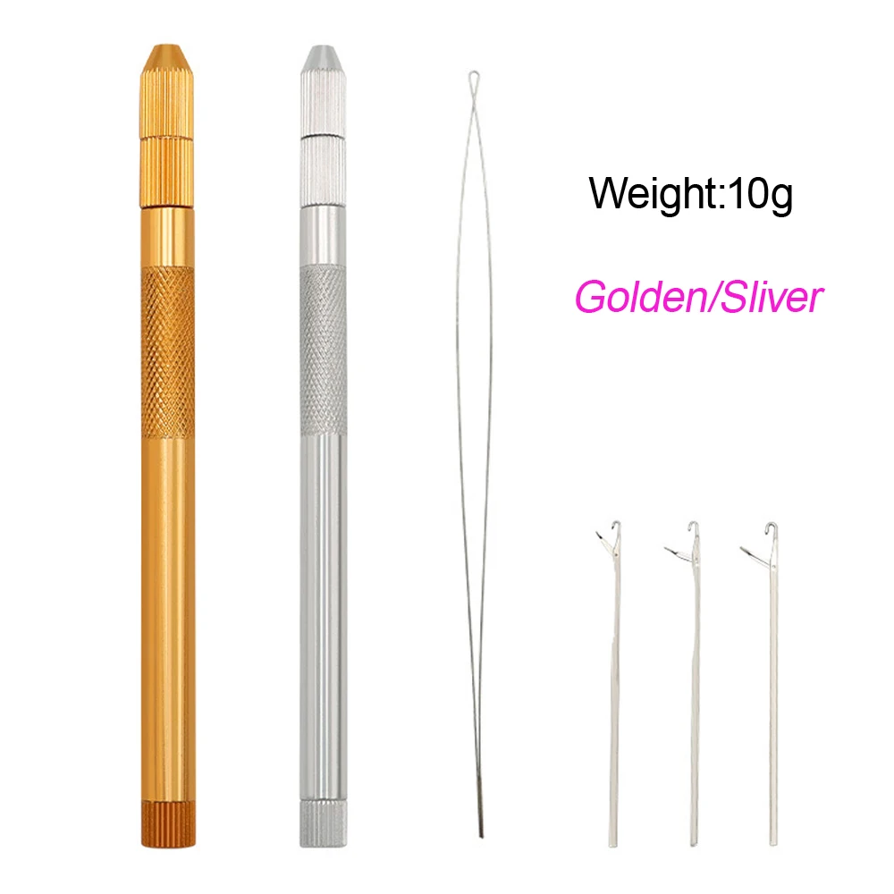 Aluminum Hook Needle Wig Making Tools Ventilation Needles For Lace Wigs Micro Ring Hair Crochet Needles Kit 3 Hook + 1 Loop crochet hooks lace wig needles