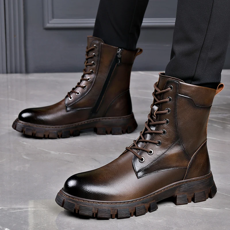 Winter Plush Warm Cotton Shoes Men's Motorcycle Boots Male Martin Boots Men's Military Boots