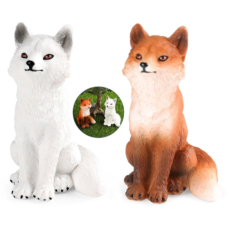 

Mini Realistic Foxes Toy Static Model Solid Figure Animal Figurine Statue Wildlife Animal Figure Toy Kids Gift