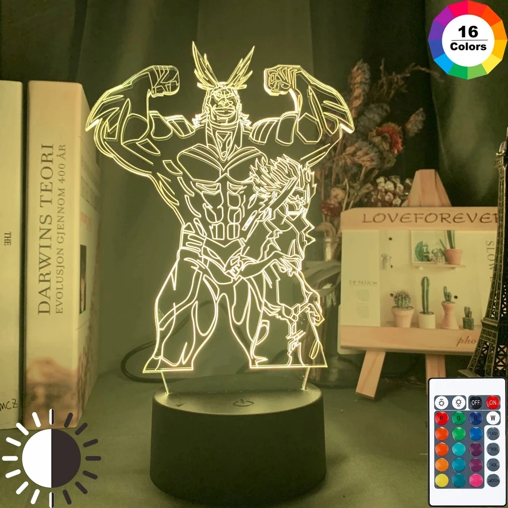 

My Hero Academia All Might and Denki Kaminari Figure Led Night Light for Kids Child Birthday Gift Bedroom Colorful Table Lamp