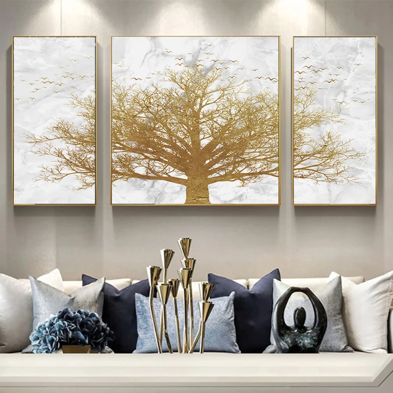 WANGART Modern Decor Golden Light extravagance and wealth tree Picture