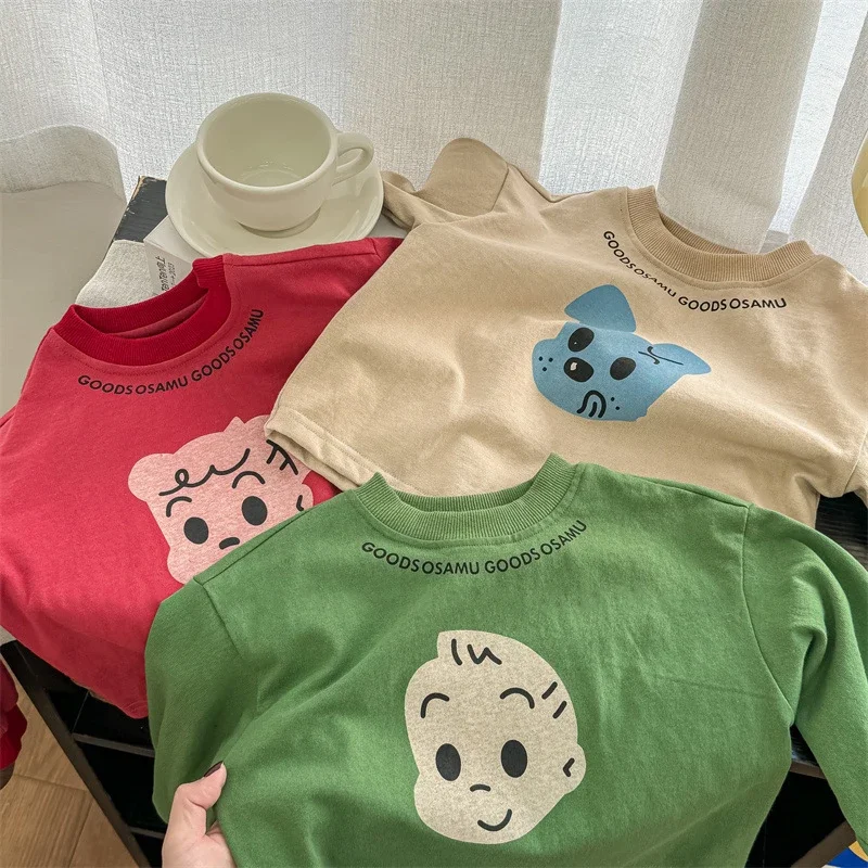 Kids Cartoon T-shirt Loose Fit Spring Undershirt