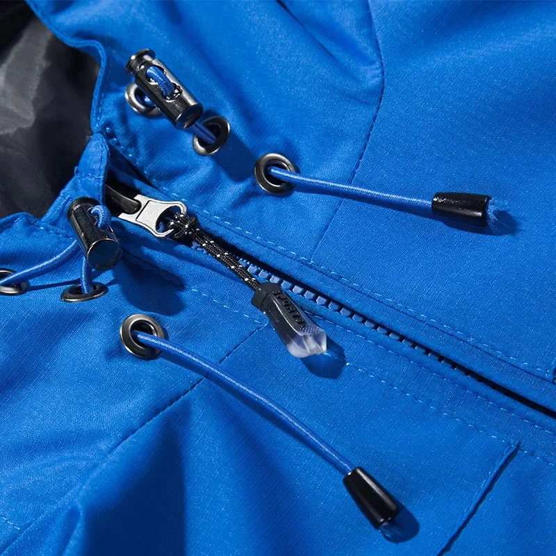 Men's Hooded Outdoor Hiking Waterproof Windbreaker Jacket Adjustable Drawstring Casual Sportswear raincoat and rainpants suit men reflective hoodie