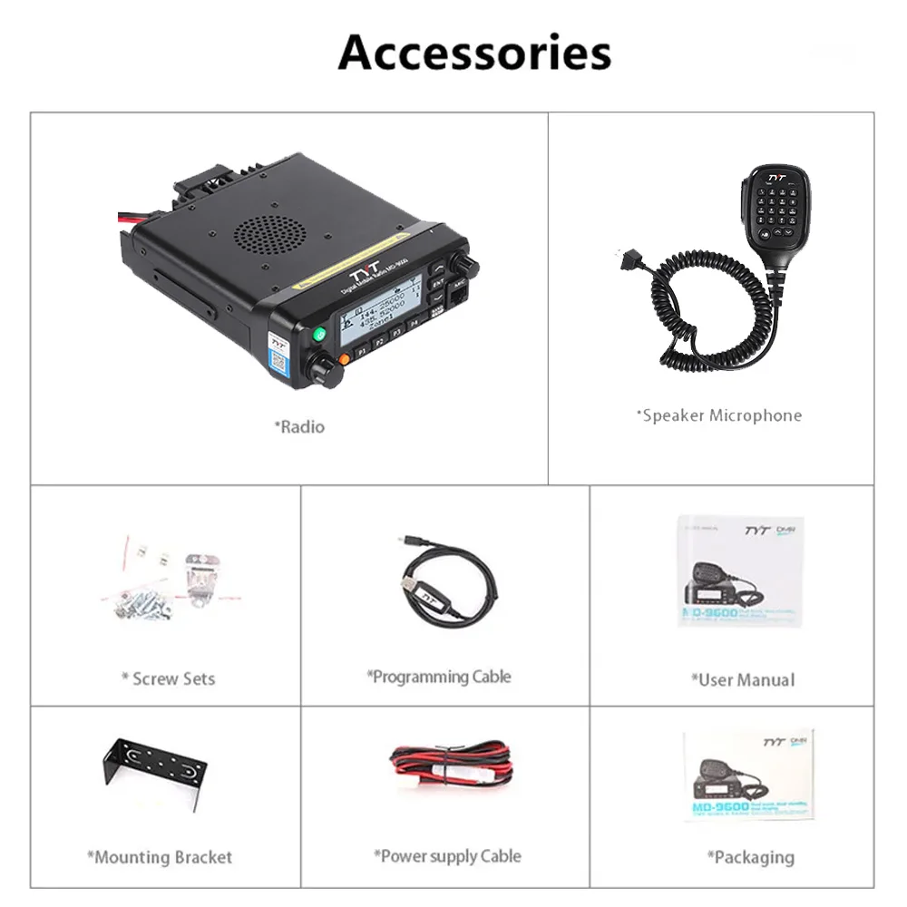 TYT MD-9600 GPS AES256  DMR Digital/Analog Dual Band Mobile Radio 50/45/25W  DMR Mobile Transceiver DMR Mobile Walkie Talkie 6
