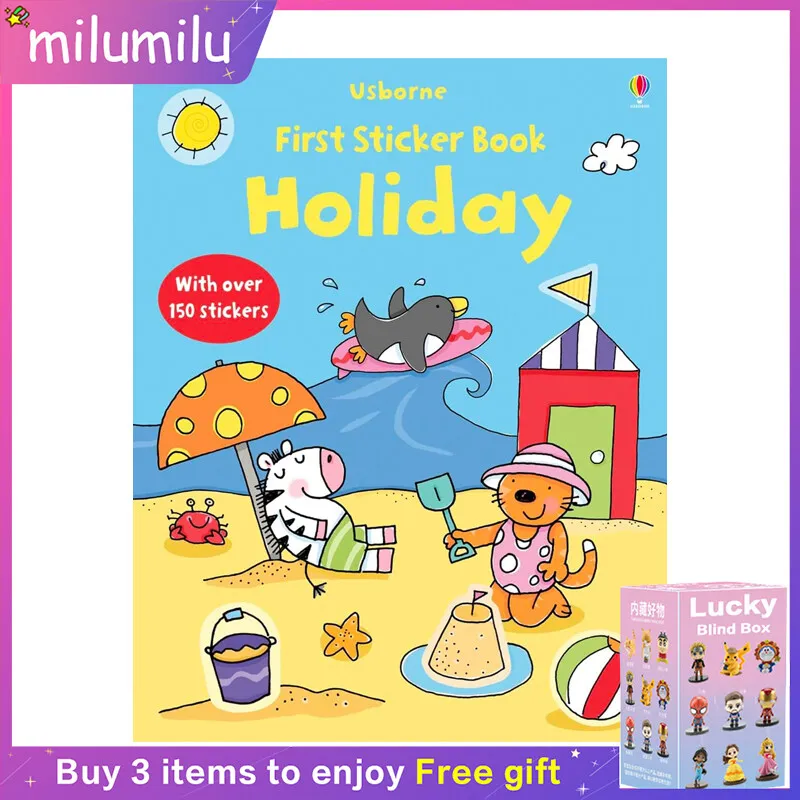 

MiluMilu Usborne Original Children Popular Education Books First Sticker Book Holiday Colouring English Activity Story Picture