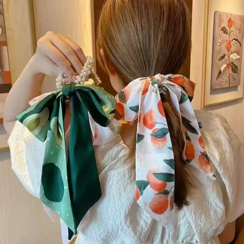 Pearl bow streamer hair band Internet celebrity summer Xiaoxiang