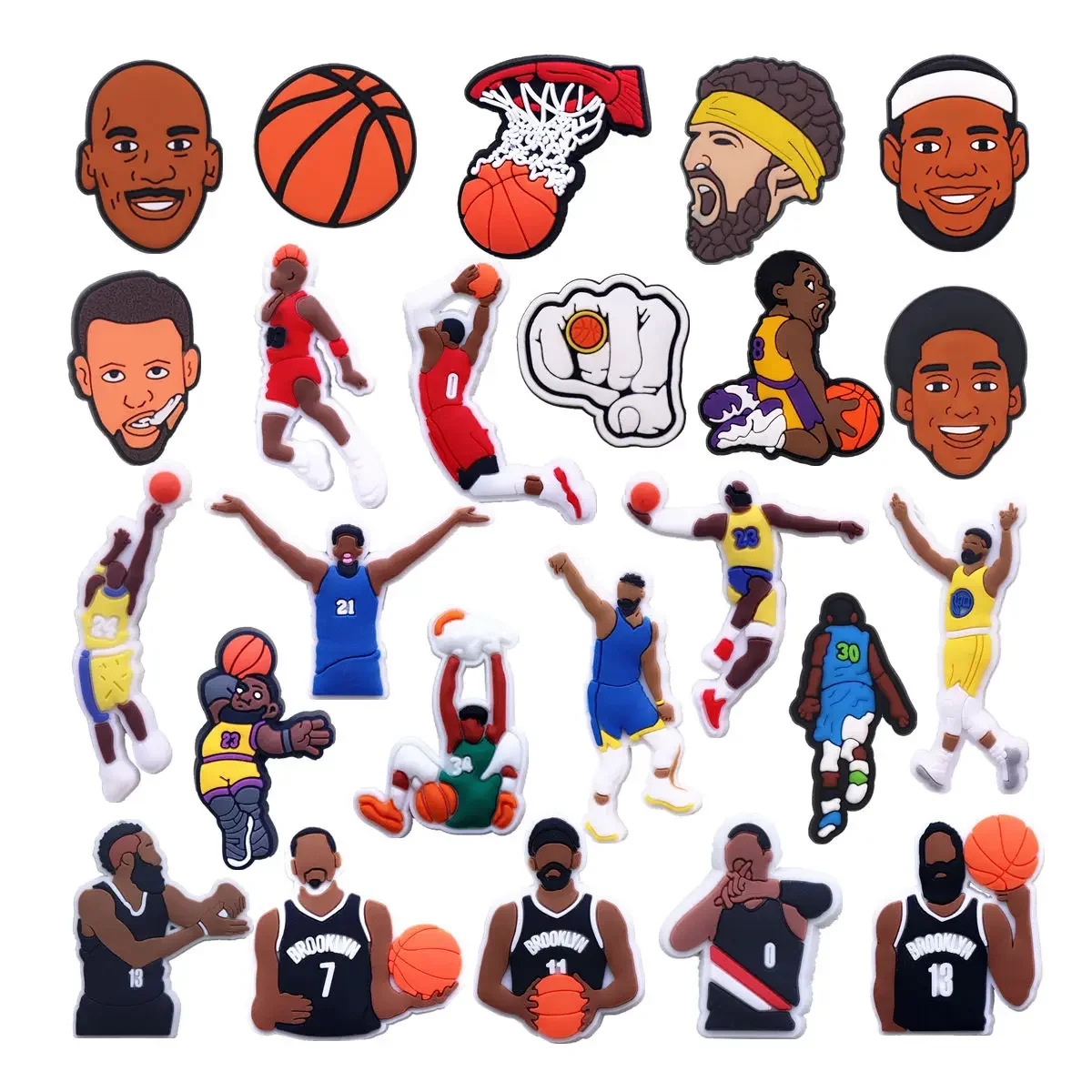 Shoe Charms 1pcs Sports Basketball Allstar PVC For James BROOKLYN Slippers Accessories