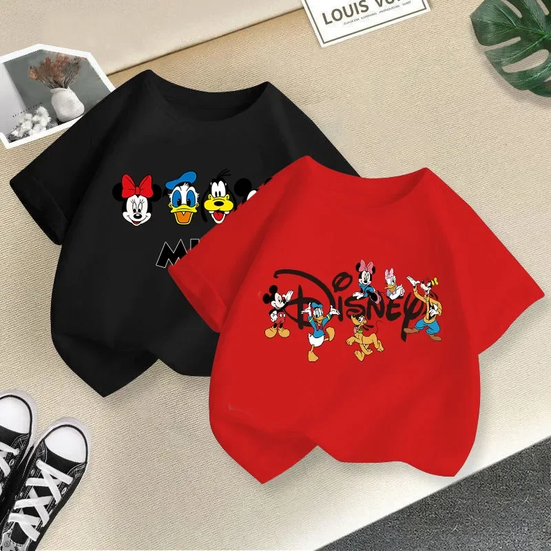 Children T Shirt Summer Kids Cartoon Spring Cotton Boy Girl Baby Print Minnie Donald Duck Mickey Mouse Cute Clothes