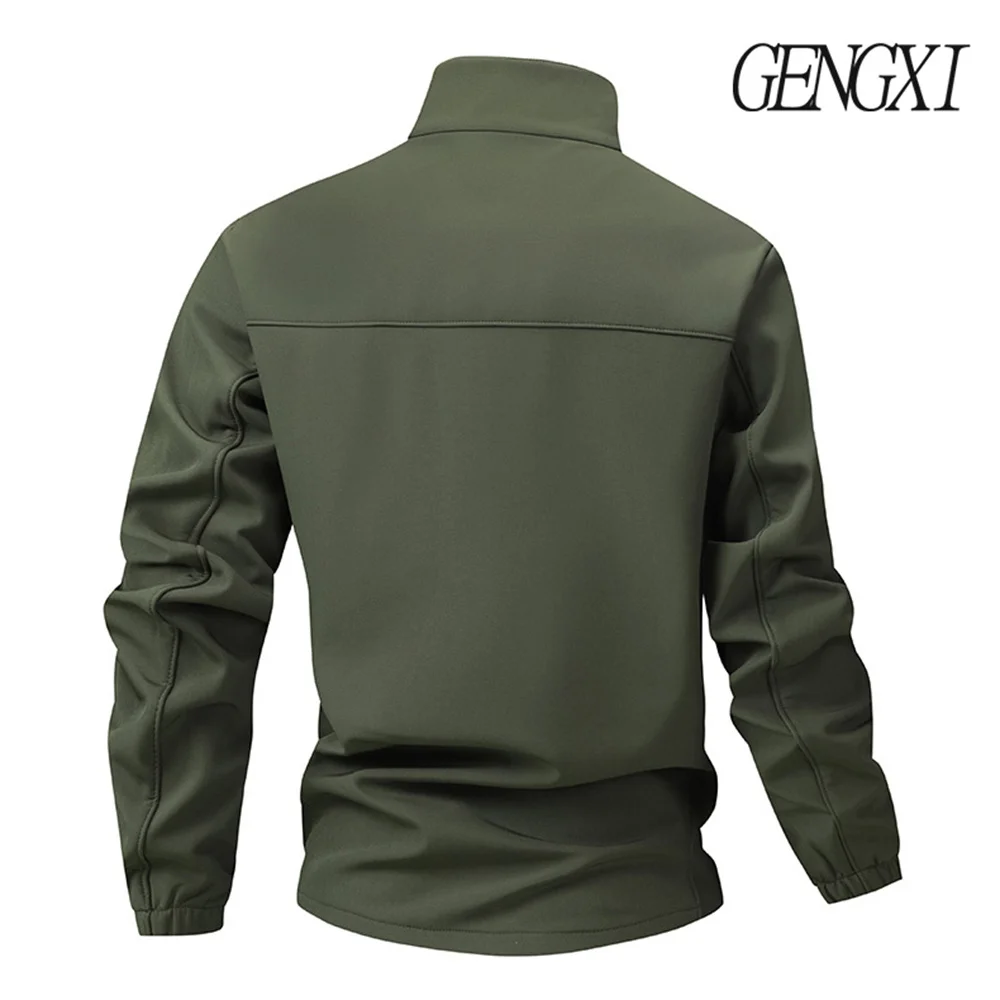 Men's Softshell Tactical Jacket Casual Fashion Fleece-Lined Warm Stand-Up Collar Coat Windproof 2025 Autumn/Winter