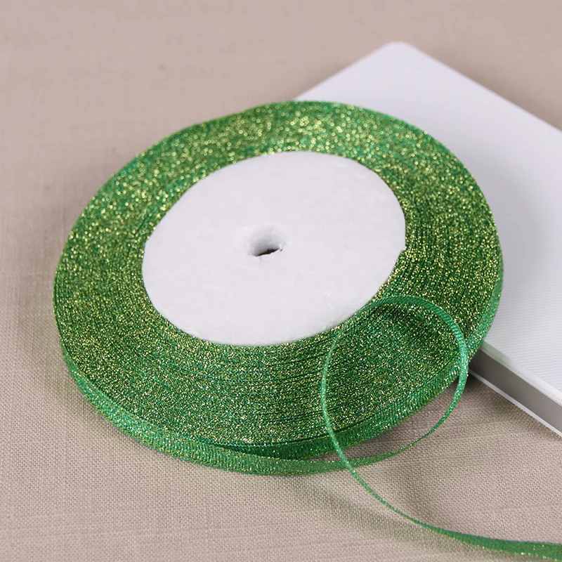 Metallic Glitter Gold and Silver Ribbon - 1/4 x 25 Yards for DIY Crafts, Sewing, Party Decorations, and Gift Wrapping