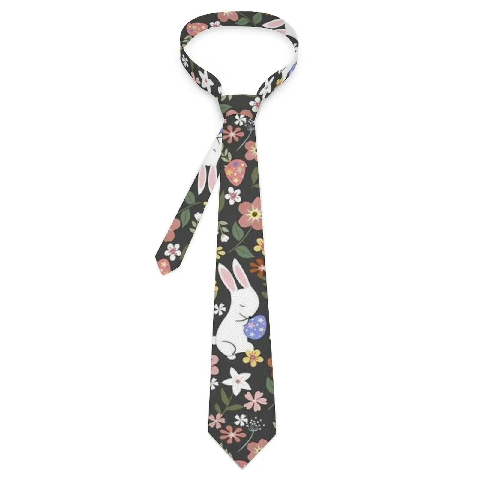 

Easter Day Floral Tie Rabbit Print Novelty Casual Neck Ties For Male Cosplay Party Quality Collar Tie Design Necktie Accessories