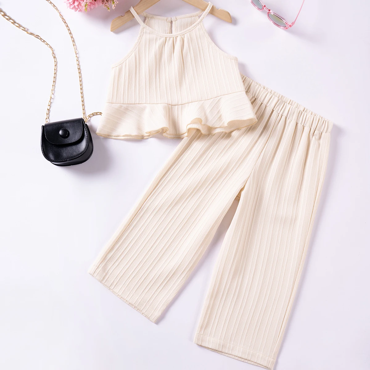 Kids Set Girls Summer Clothing Sets Camisole Tops and Loose Pants Baby Girl Clothes Leisure and Fashionable Birthday Gift - 3