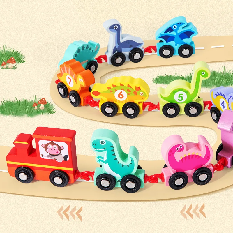 Magnetic Wooden Dinosaurs Train Set 1