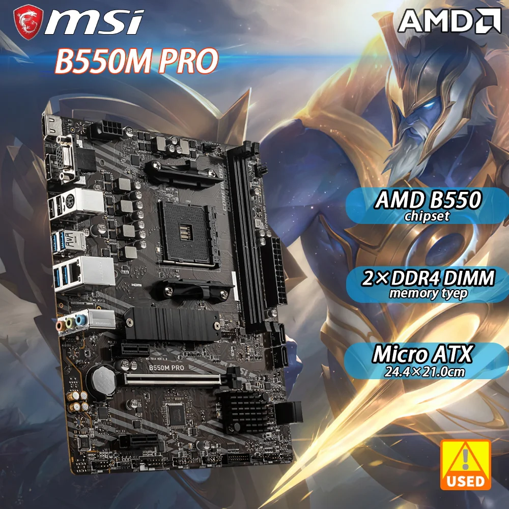 

B550 Motherboard MSI B550M PRO adopts AMD B550 chipset Socket AM4 for Ryzen 5600x 2×DDR4 64GB PCI-E 4.0 1×M.2 Micro ATX