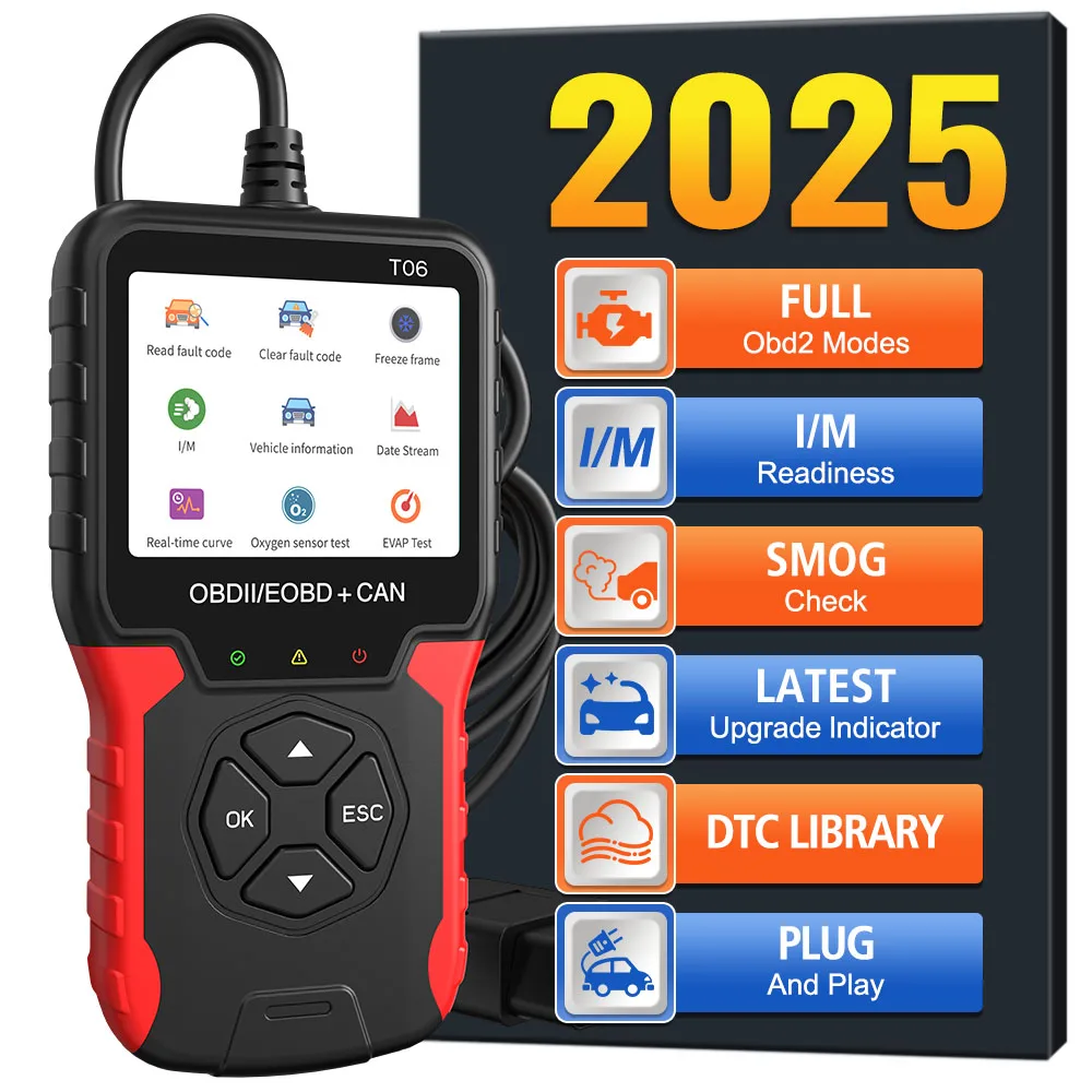 Code Reader OBD2 Scanner Check Engine System Multi-language Support T06 ...