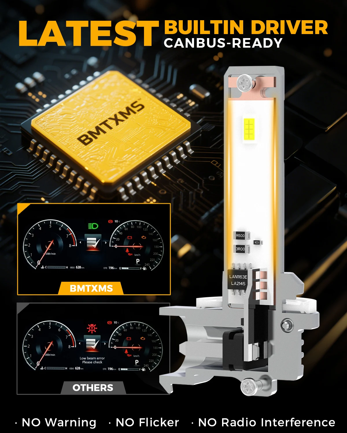 BMTxms 2Pcs H27 881 880 Led 전구 H27W/2 H27W/1 자동차 안개등 노란색 흰색 현대 기아 닛산 쉐보레 쌍용 폰티악