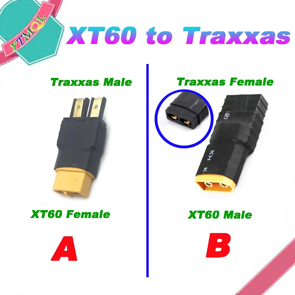 

1Pcs XT60 to Traxxas Female Male Connectors Banana Plug RC Lipo Battery Control Parts DIY Adapter