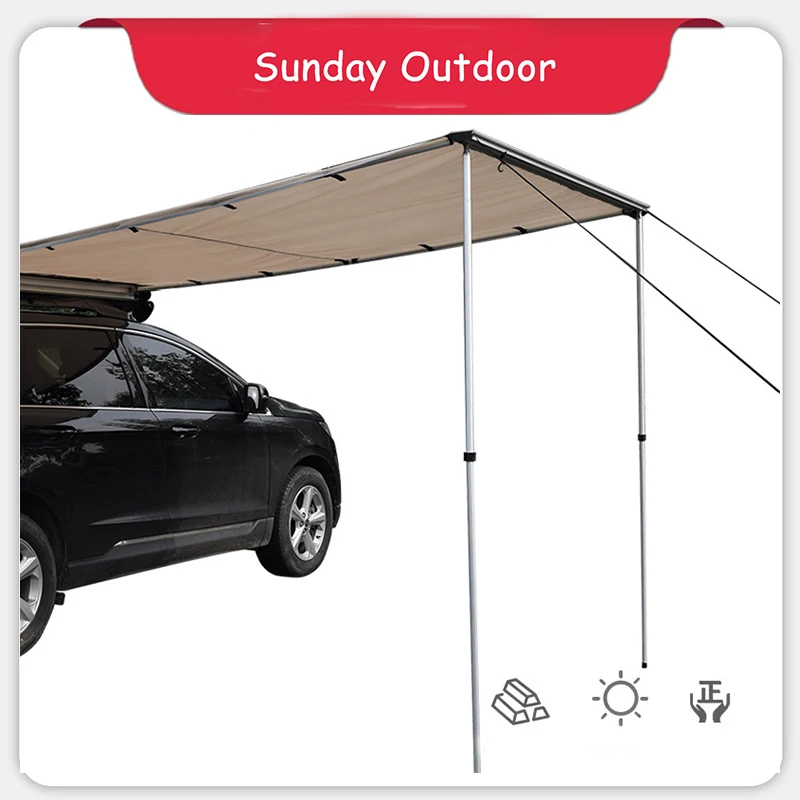 

Sunnday Waterproof Car Roof Tent 4WD Car Side Sun-Proof and Rain-Proof Canopy with Aluminum Pole