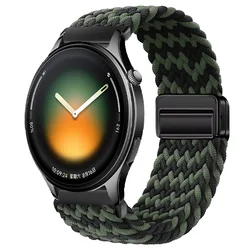 Magnetic Sport Nylon Watchband Bracelet - Width 20mm (Black green)