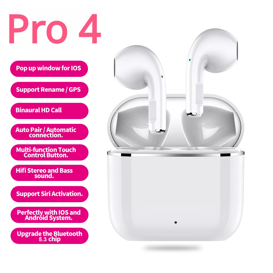 Pro 4 Wireless Air Buds Auricolari Auricolari Audifonos Inalambricos Bluetooth True Wireless Earbuds Gaming In Ear Headphone